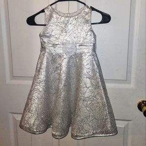 Silver sequin Party Dress with Center Flower